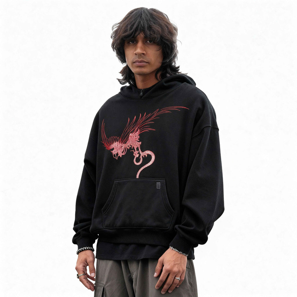 Crimson Wyvern Oversized Hoodie