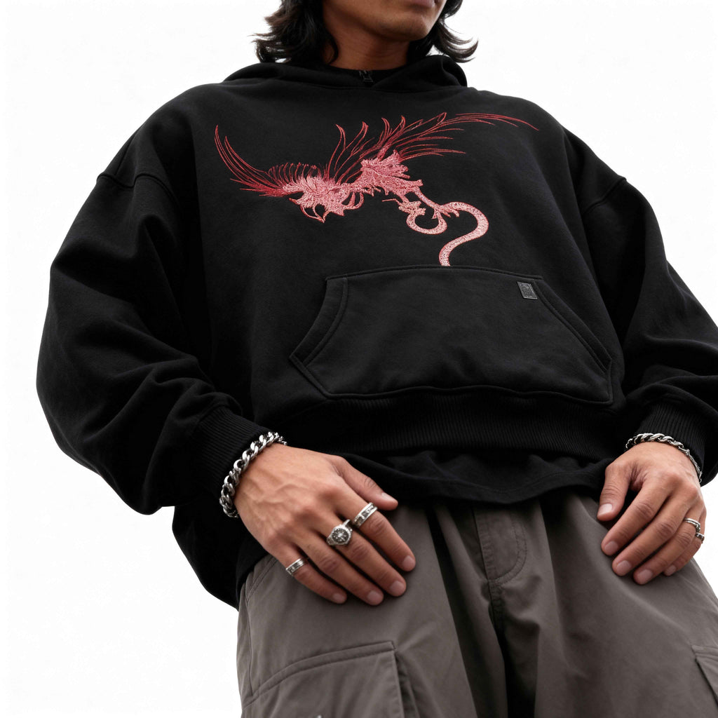 Crimson Wyvern Oversized Hoodie