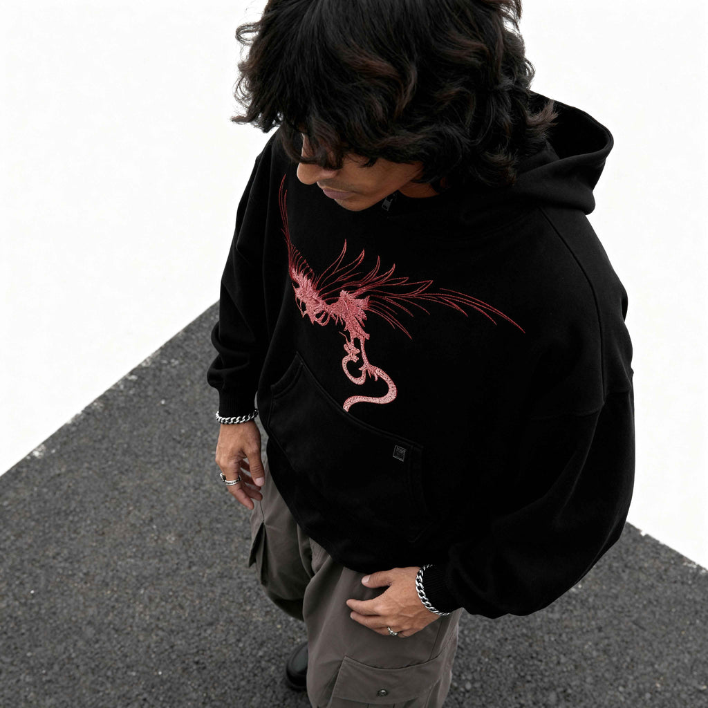 Crimson Wyvern Oversized Hoodie