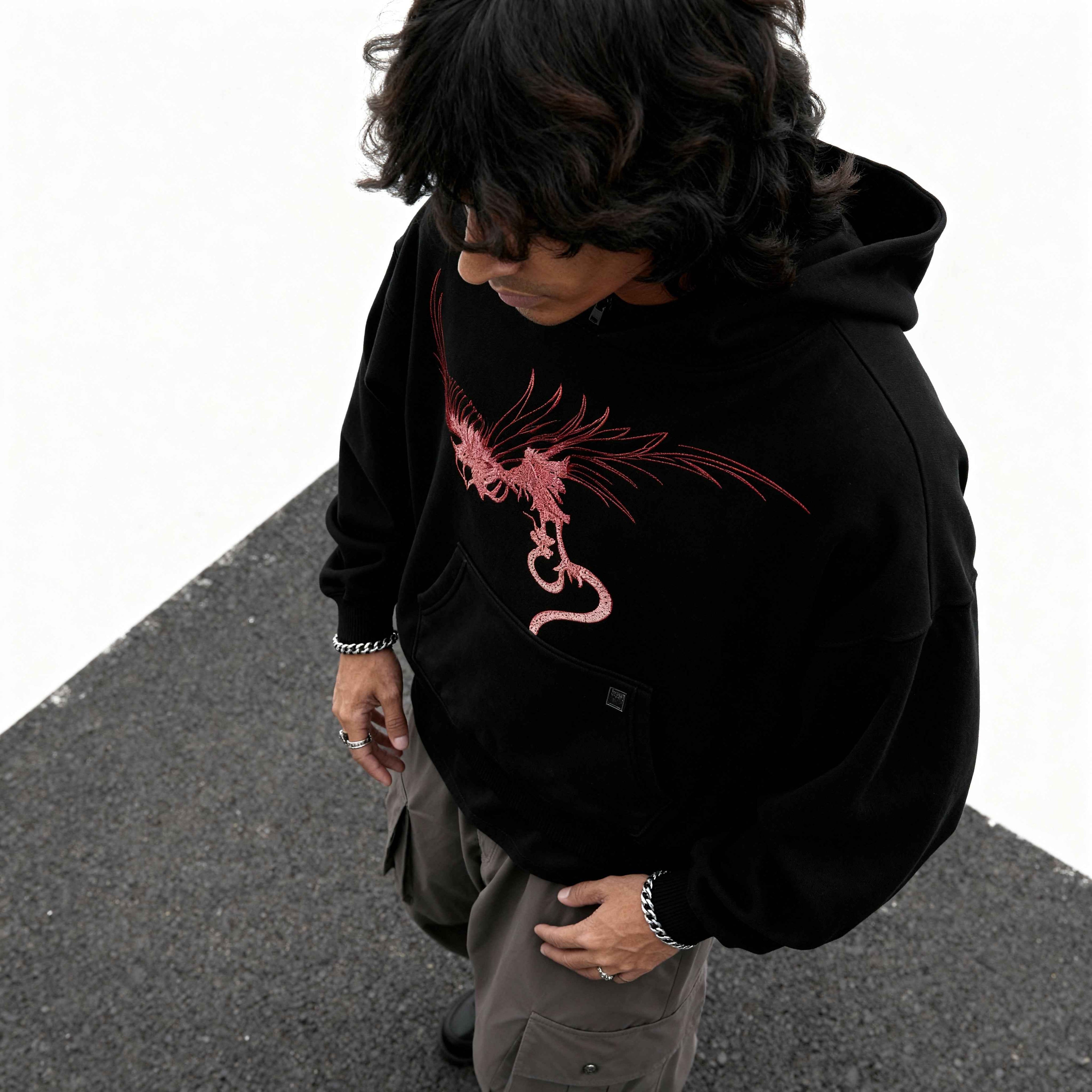 Crimson Wyvern Oversized Hoodie