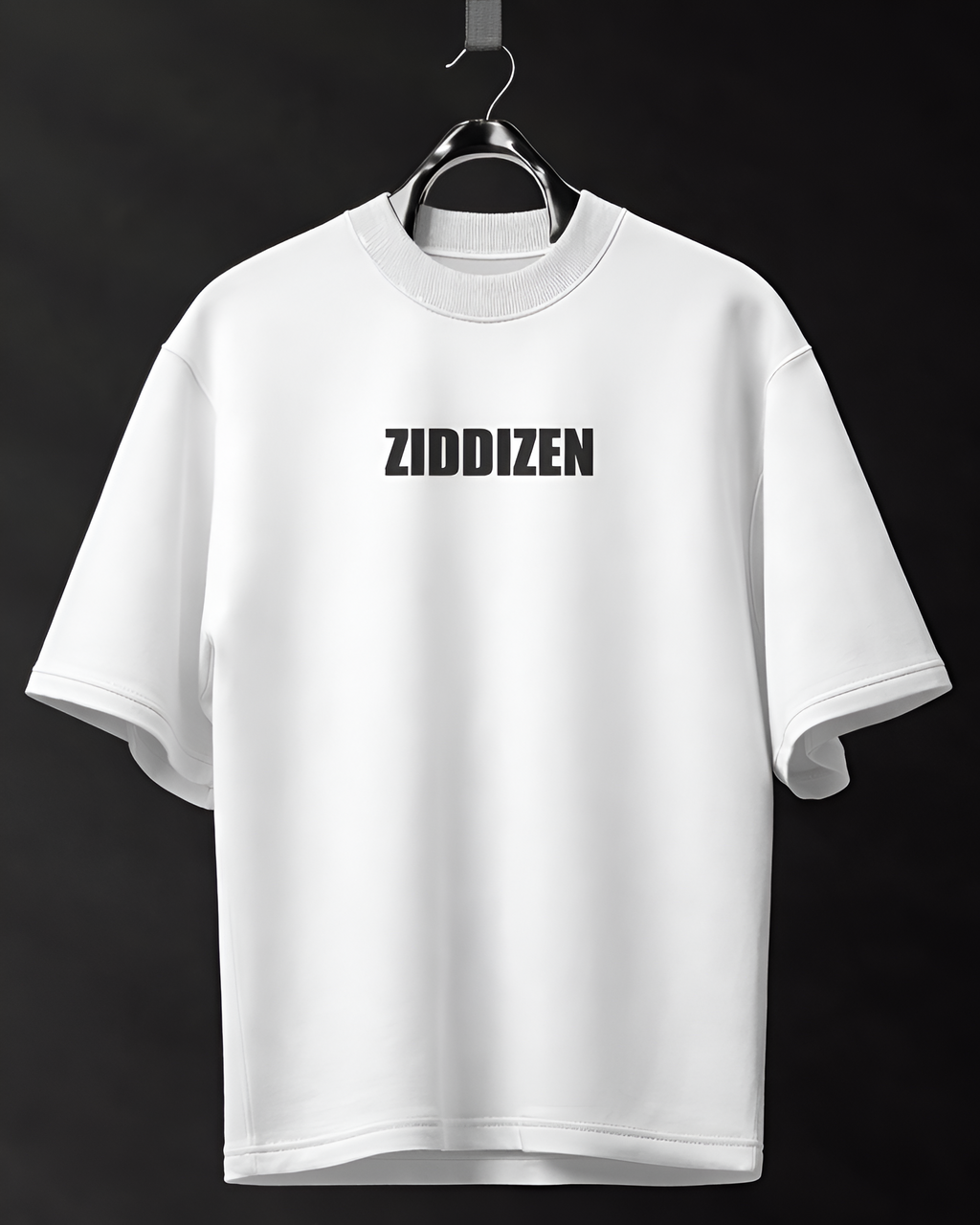 White t-shirt with 'ZIDDIZEN' text on a black background