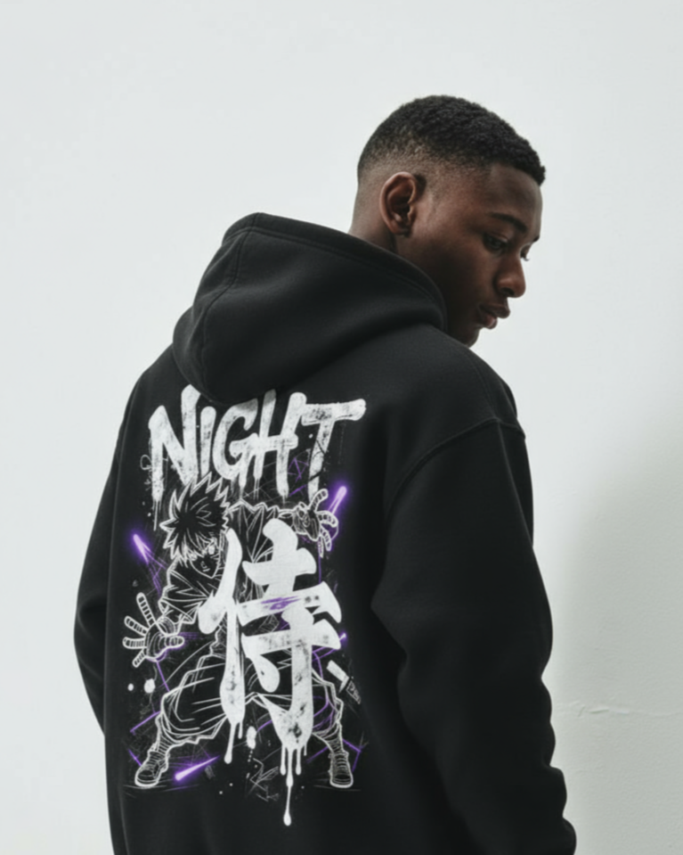 SHADOW PULSE BLACK OVERSIZE HOODIE