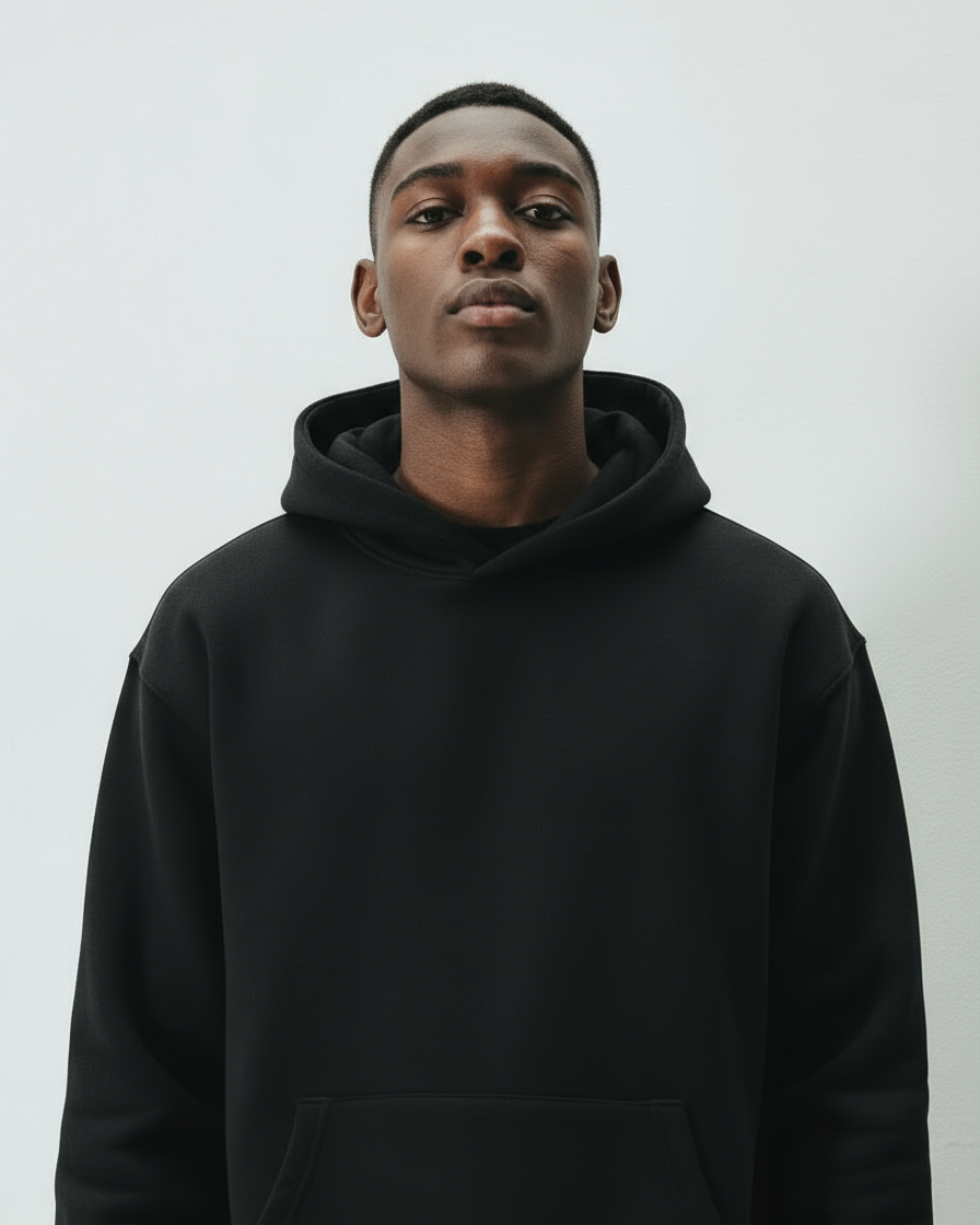 SHADOW PULSE BLACK OVERSIZE HOODIE